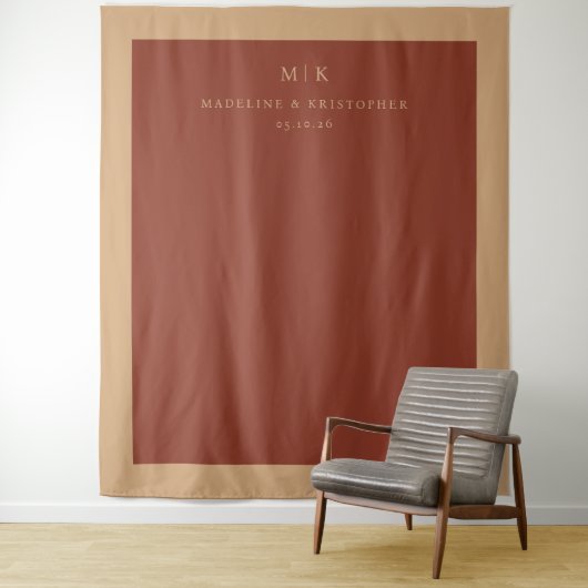 Sophisticated Rust Minimalist Typographic Wandteppich (Beispiel)