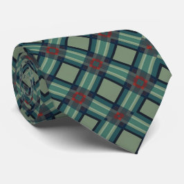 Sophisticated Sage Green and Navy Geometric Plaid  Krawatte