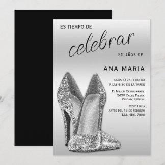Sophisticated Silver Spanische feminine Geburtstag Einladung