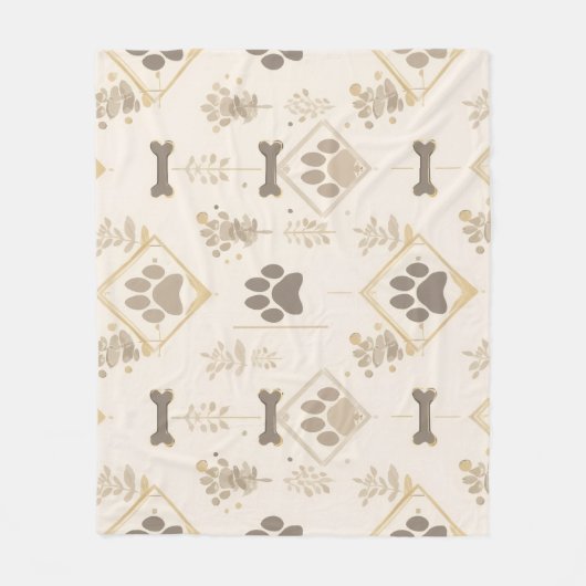 Sophisticated Soft Ivory & Gold Bones Pet Blanket Fleecedecke (Vorderseite)