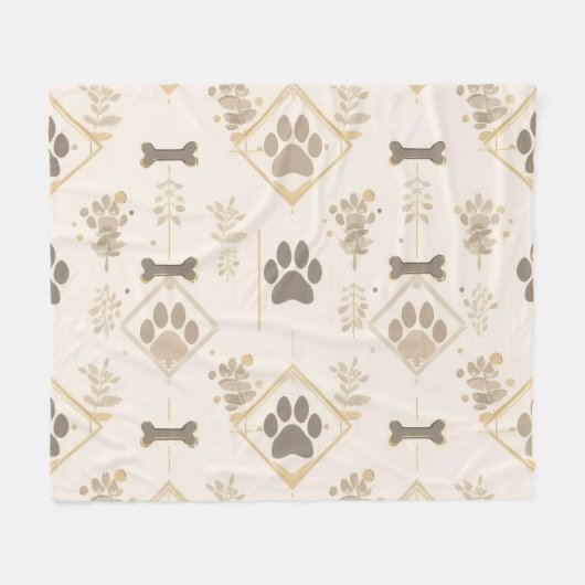 Sophisticated Soft Ivory & Gold Bones Pet Blanket Fleecedecke (Vorderseite (Horizontal))
