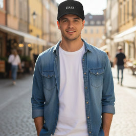 Sophisticated Souvenir Black Cap Italy Embroidery Bestickte Baseballkappe