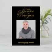 Sophisticated Spanish Photo Remembrance Card Folieneinladung (Stehend vorne)