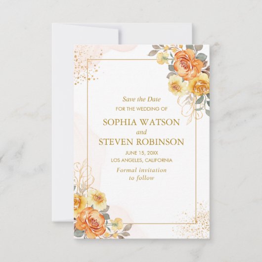 Sophisticated spring wedding with orange blossoms save the date (Vorderseite)