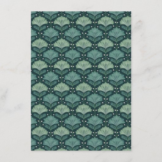 Sophisticated Teal Botanical Leaves Begleitkarte (Rückseite)