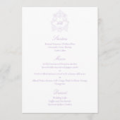 Sophisticated Victorian Classic Script Violett Menükarte (Vorderseite)