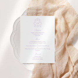 Sophisticated Victorian Classic Script Violett Menükarte