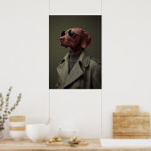 Sophisticated Vizsla in Trench Coat – Elegant Poster (Küche)
