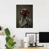 Sophisticated Vizsla in Trench Coat – Elegant Poster (Heimbüro)