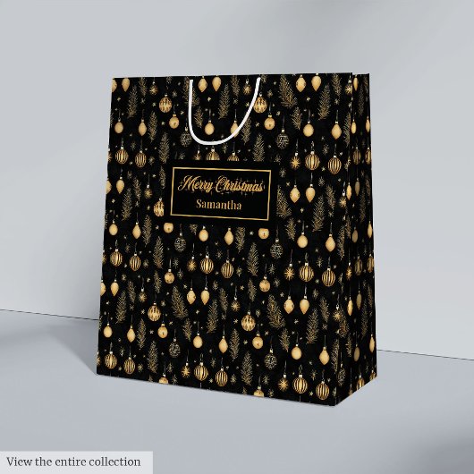 Sophisticated watercolor black and gold gift wrap mittlere geschenktüte