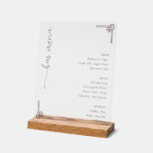 Sophisticated White Bar Menu Acrylschild (Winkel)