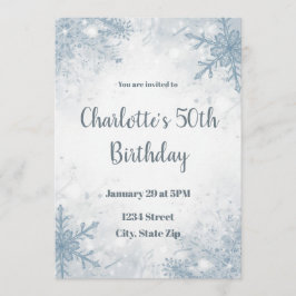 Sophisticated Winter 50th Birthday Invitation Einladung