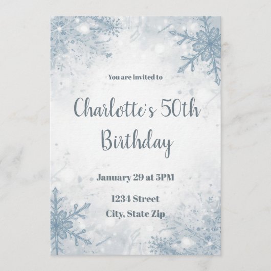 Sophisticated Winter 50th Birthday Invitation Einladung (Vorderseite)
