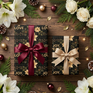 Sophisticated Xmas Joy Peace & Love Holiday TMF26 Geschenkpapier