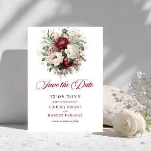 Sophisticierte Blush-Burgunder-Rettet-das-Datum-Ka Save The Date
