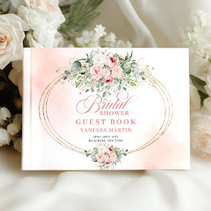 Sophisticierte Boheme-Rosa-Blumen-Brautparty Gästebuch