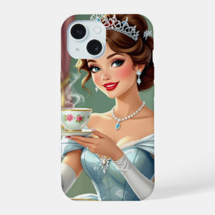 Sophisticierte Prinzessin mit Krone und elegantem iPhone 15 Hülle