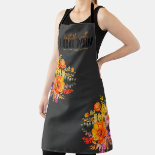 Sophistisches florales Design Schwarze orangefarbe Schürze