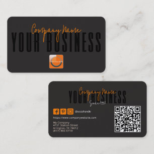 Sophistiziertes modernes schwarzes oranges Logo al Visitenkarte
