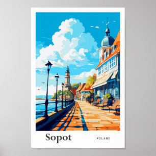 Sopot Polen Vintage Illustration Poster