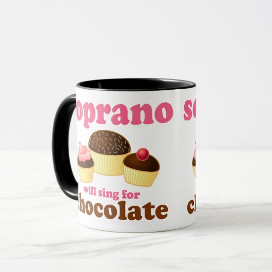 Sopran singt für Schokolade Tasse (Vorderseite Links)