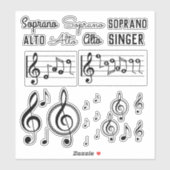 Soprano Alto Singer Musiknote Treble Clef Sticker (Blatt)