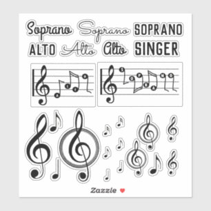 Soprano Alto Singer Musiknote Treble Clef Sticker