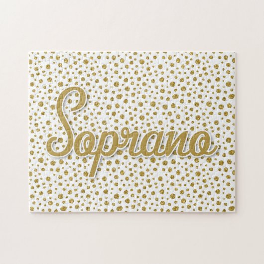Soprano Gold Dots - Gold White Imitats Glitzer Puzzle (Horizontal)