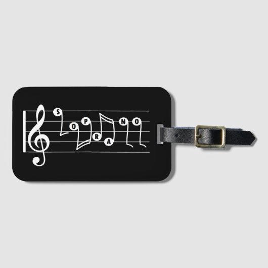 Soprano Singer Musical Luggage Tag (Schwarz) Gepäckanhänger (Vorderseite (Horizontal))