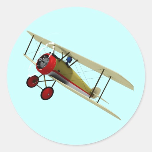 Sopwith Camel und Pilot Runder Aufkleber (Vorderseite)