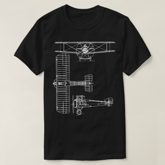 Sopwith Camel WW1 Flugzeug Warbird Blueprint Schem T-Shirt (Design vorne)