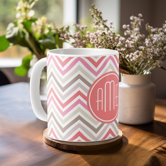 Sorbet Chevrons mit Triple Monogrammen Kaffeetasse