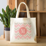Sorbet Chevrons mit Triple Monogrammen Tragetasche<br><div class="desc">Ein geometrisches und grafisches Zickzackdesign in frischen,  fröhlichen Farben. Wenn Sie das Monogramm anpassen müssen,  klicken Sie auf die Schaltfläche Anpassen und ändern.</div>