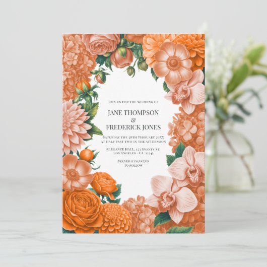 Sorbet Peach, Canteloupe Blush & Apricot Glow Einladung (Stehend Vorderseite)