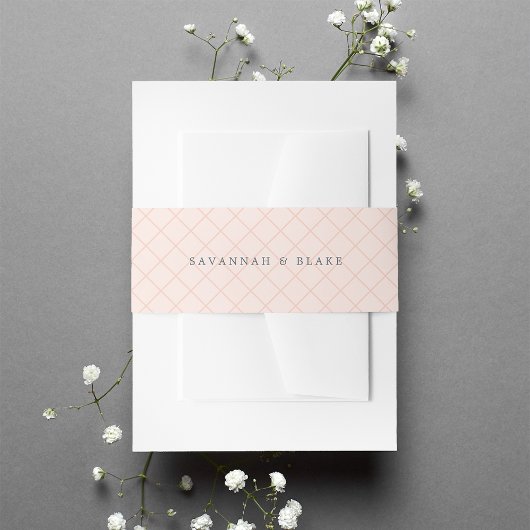 Sorbet | Peach Lattice Personalisiert Wedding Einladungsbanderole