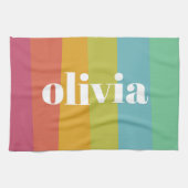 Sorbet Rainbow Colors Individuelle Name Summer Geschirrtuch (Horizontal)