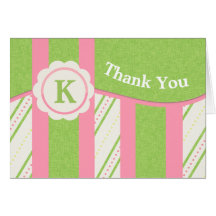 Sorbet Stripes and Dots Monogram Note Card