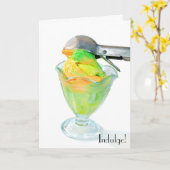 Sorbett mit Eiscremeschaufel Karte (Gelbe Blume)