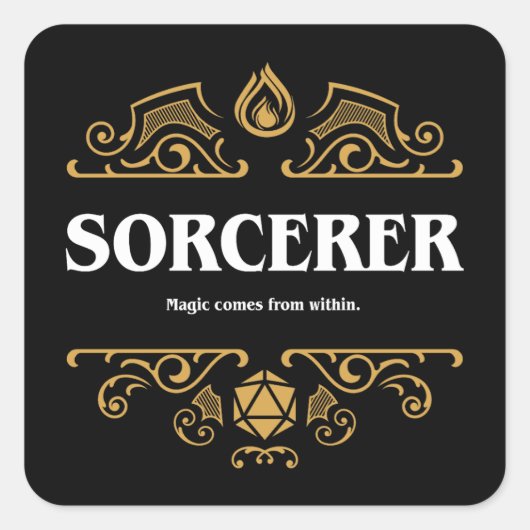 Sorcerer Class Tabletop RPG Gaming Quadratischer Aufkleber (Vorderseite)