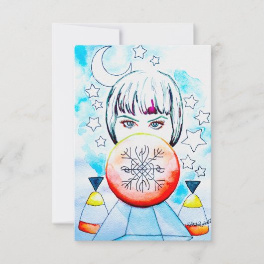 Sorceress Manifestation Watercolor Art Einladung (Vorderseite)