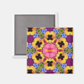 SORCHA ~ Abstrakte Pansy ~ Rosa Blau Lila Gelb Magnet (Vorderseite/Rückseite)