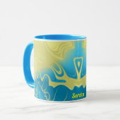 SORCHA ~ Zany 3D Fraktal ~ Yellow Blue 3D Tasse (Vorderseite Links)