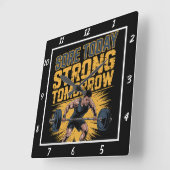 Sore Today Strong Tomorrow Barbell Quadratische Wanduhr (Winkel)