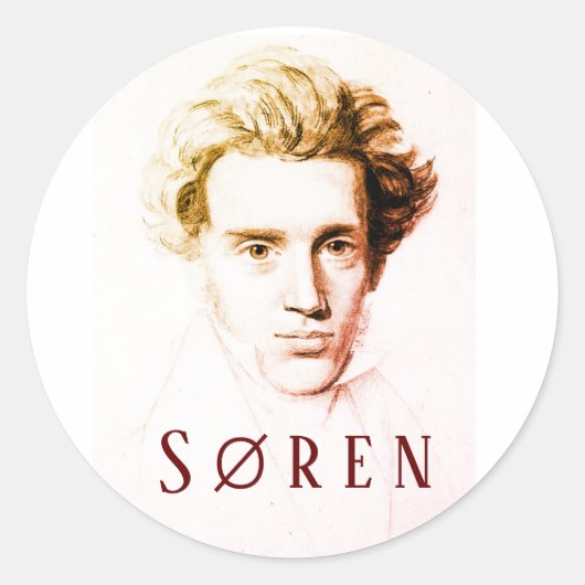 Søren Kierkegaard Runder Aufkleber (Vorderseite)