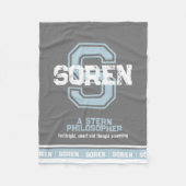 Soren Name bedeutet Sport monogramm schwarz blau Fleecedecke (Vorderseite)