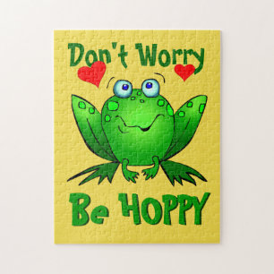 Sorge dich nicht, sei hoppy Süßer grüner Frosch mi Puzzle