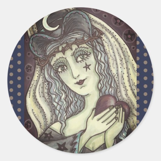 SORGE, GOTH WITCH HERZSTÖRUNGEN RUNDGESCHOSS RUNDER AUFKLEBER (Vorderseite)