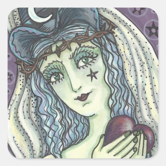 SORGE, GOTH WITCH HERZSTÜCK QUADRATISCHER AUFKLEBER (Vorderseite)