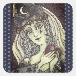 SORGE, GOTH WITCH HERZSTÜCK QUADRATISCHER AUFKLEBER