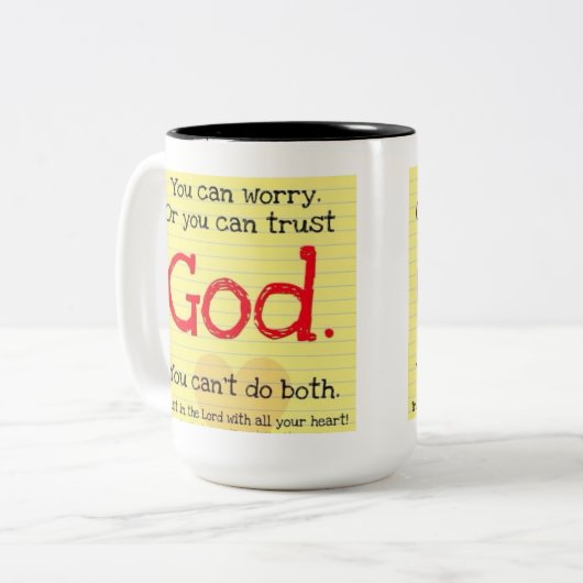 Sorge oder Vertrauen GOTT Tasse (Vorderseite Links)